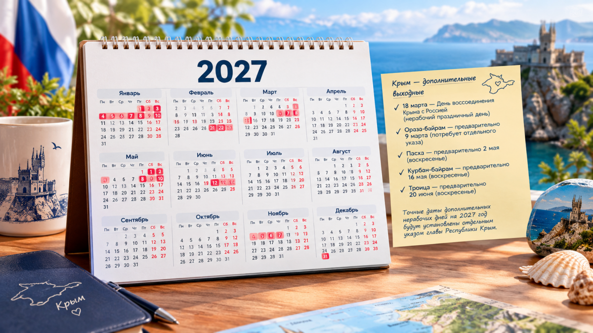 Выходные в Крыму в 2027 году: жителей республики ждут дополнительные дни отдыха